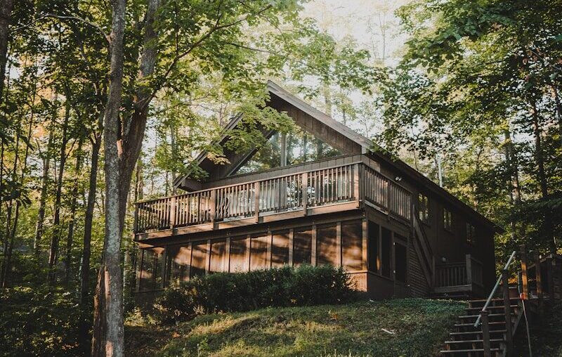 brown wooden house surrounded by green trees during daytime